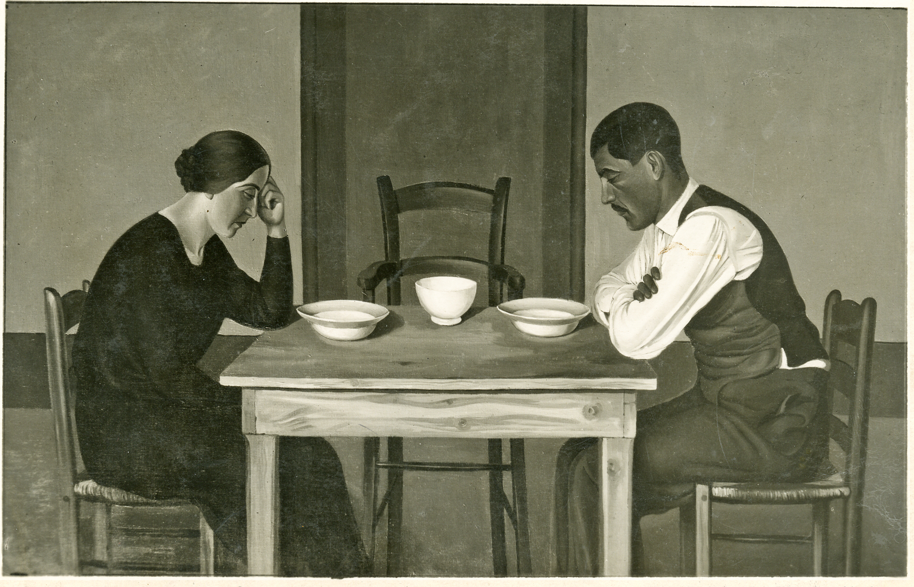 "Dopo lo schianto" o "Coniugi al desco" - 1925, cm 120 x 188